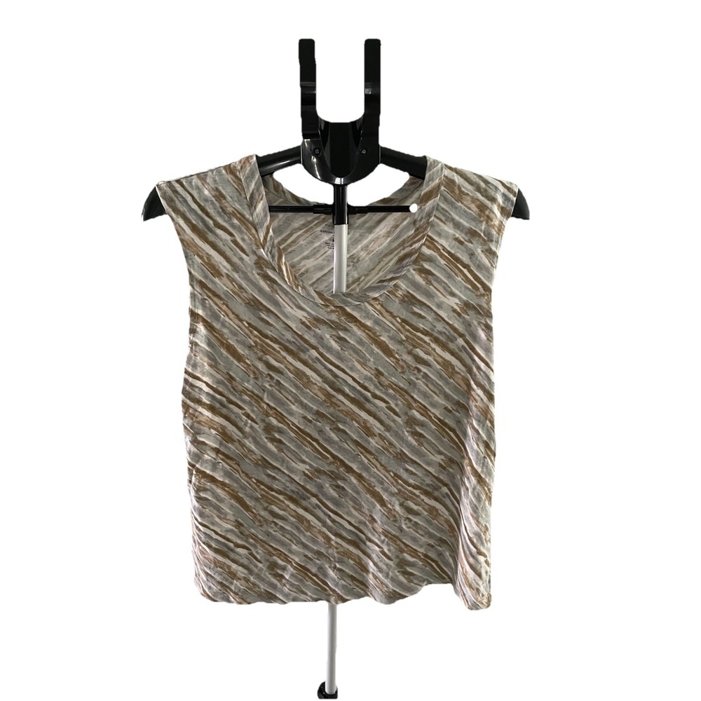 Banana Republic Womens Tank‎ Top Medium Tan Grey Abstract Print Cotton Modal